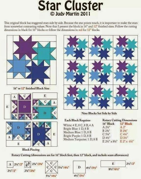 .Star cluster pattern 12” Quilt Block Patterns, Quilt Star Pattern, Quilt Star Blocks, Quilting Stars, Star Clusters, Patriotic Quilts, Star Cluster, Star Quilt Blocks, Patch Aplique