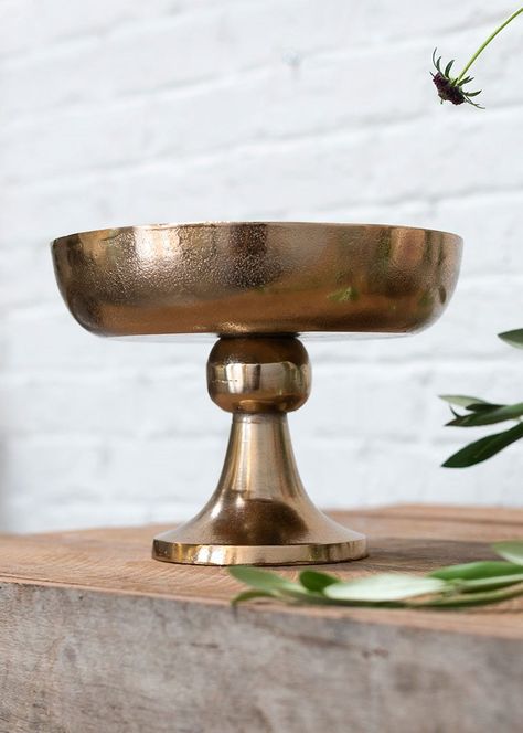 Copper Gold Compote Vase | Vintage Wedding Decorations | Afloral.com Recycled Glass Vases, Gold Bowl, Big Vases, Copper Vase, Concrete Vases, Pedestal Vase, Geometric Vases, Square Vase, Round Vase