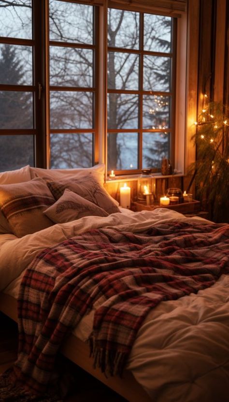 Cozy Cabin Aesthetic, Home Decorations Ideas, Christmas Home Decorations, Winter Bedroom, Cabin Aesthetic, Cabin Bedroom, Wallpaper Christmas, Bedroom Decor Cozy, Winter Cabin