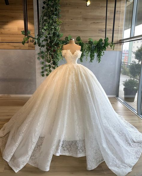 Goddess Bride, Pretty Quinceanera Dresses, Sparkle Wedding Dress, Pretty Wedding Dresses, Fancy Wedding Dresses, Braut Make-up, Cute Wedding Dress, Lace Prom Dress, Princess Ball Gowns