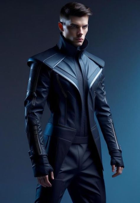 Futuristic Clothing Men, Futuristic Fashion Male, Sci Fi Outfit, Cyberpunk Outfit, Sci Fi Clothing, Sci Fi Fashion, Leather Suit, Concept Clothing, Cyberpunk Fashion