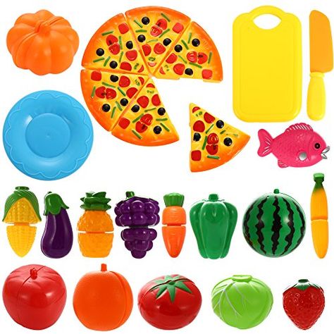 Play Food Set, Pretend Play Food, Pretend Food, Moose Toys, Ideal Toys, Fruit Pizza, Toy Food, Food Dinner, Tiny Food