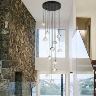 Stairway Chandelier Modern, Globe Chandelier Entryway, Entrance Chandelier Entryway Modern, Modern Chandelier High Ceiling, Chandelier For Entryway, Chandelier Entryway, Stairs Black, Entry Light, Entryway Chandelier