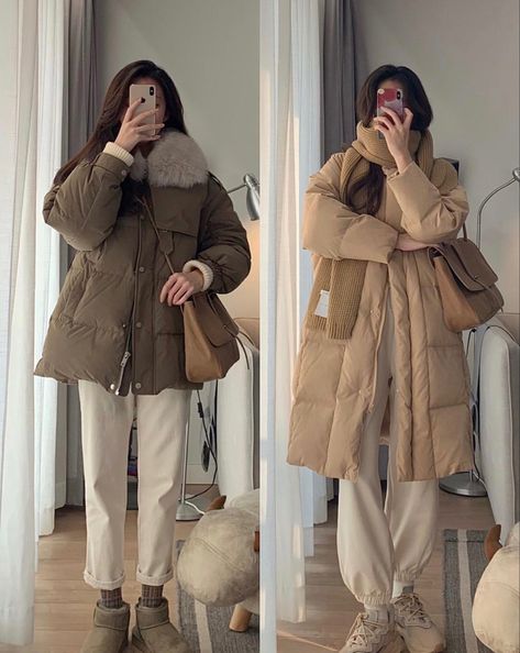 Ulzzang Winter Fashion, China Winter Fashion, Winter Outfits In Korea, Winter Zoo Outfit, Korean Style Winter Outfits, Korean Cold Outfits, Korea Winter Outfit, Korea Fashion Winter, Korean Winter Fashion Outfits