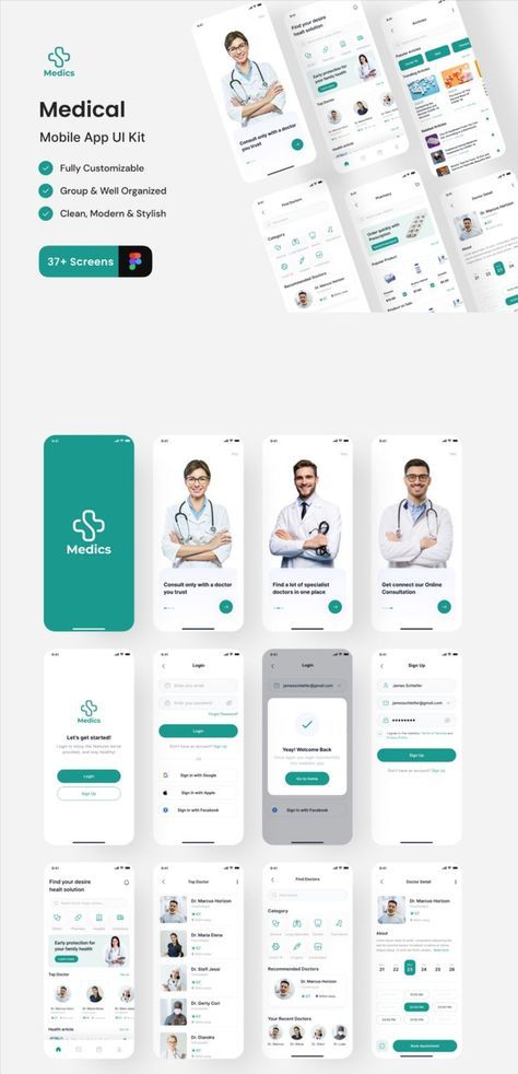 Medics - Medical App UI Kit Online Doctor Booking, Appointment, & Consultation App UI Kit, #Medical, #Sponsored, #App, #UI, #Kit, #ad Emotion Management, Snap App, Health App Design, Emotion Regulation, Ux Kits, Medical App, User Centered Design, Ui Design Trends, Ios Ui