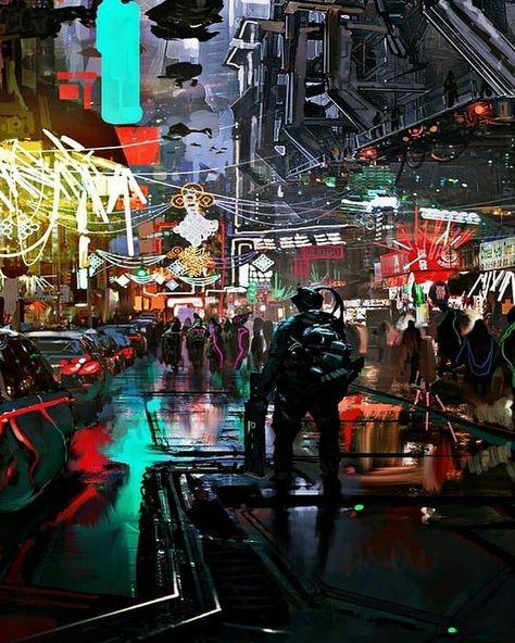 Cyberpunk Vibes, Cyberpunk Red, Sci Fi City, City Ideas, Star Wars Concept Art, Cyberpunk City, Arte Cyberpunk, Cyberpunk Aesthetic, Inspirational Artwork