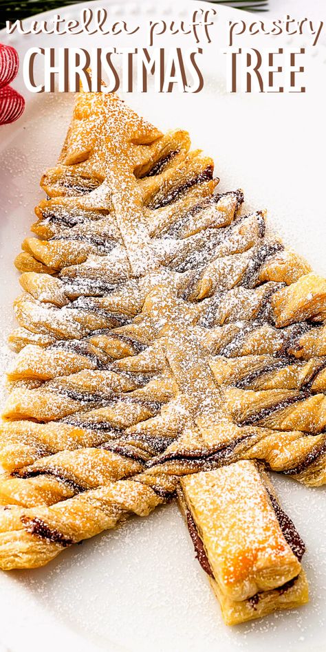 The perfect Christmas dessert! This easy and pretty Nutella Puff Pastry Christmas Tree is so flaky and buttery, with the sweet hazelnut-chocolate flavor of Nutella and just a tiny bit of salt. It’s the perfect pull-apart sweet treat for the holidays! Puff Pastry Christmas Tree, Pastry Christmas Tree, Nutella Pastry, Puff Pastry Christmas, Pastry Christmas, Nutella Puff Pastry, Christmas Tree Desserts, Christmas Tree Food, Weekly Menu Plan