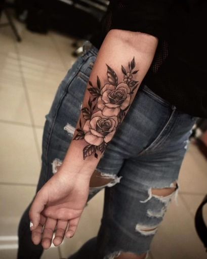 Roses Wrist Tattoo, Rose Tattoo Designs For Women, Best Rose Tattoo, Tattoo Brazo Mujer, Colorful Rose Tattoos, Black And Grey Rose Tattoo, Rose Tattoo Cover Up, Forearm Cover Up Tattoos, Wrap Around Wrist Tattoos