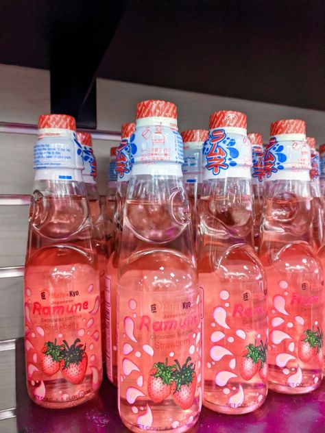 Japan Drinks Aesthetic, Cute Pink Drinks, Soft Drinks Aesthetic, Pink Drinks Aesthetic, Pink Drink Aesthetics, Ramune Soda Aesthetic, Ramune Aesthetic, Hello Kitty Ramune, Pink Movie Night