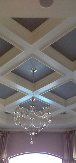 Wood Coffered Ceiling, Hallway Ceiling, Ceiling Details, Ceiling Trim, Open Family Room, Dining Room Ceiling, Ceiling Detail, Ceiling Design Bedroom, Tray Ceiling