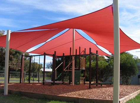 Sail Shade Ideas, Sun Sail Shade Ideas, Backyard Redesign, Sun Sail, Sail Shade, Shade Ideas, Wooden House Design, Park Design, Shade Sails