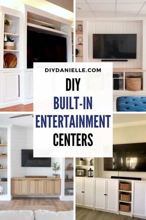 Learn how to build your own DIY built-in entertainment center with these easy-to-follow ideas. Entertainment centers can be pricey. These ideas will save you a ton of money, and you can create a custom look. Diy Wall Unit, Bookshelf Entertainment Center, Ikea Entertainment Center, Built In Tv Cabinet, Built In Tv Wall Unit, Built In Wall Units, Diy Built In, Wall Entertainment Center, Ikea Built In