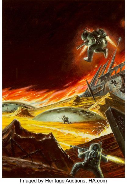 Edmund Emshwiller (American, 1925-1990). Starship Soldier, The | Lot #98050 | Heritage Auctions Perry Rhodan, Science Fiction Magazines, 70s Sci Fi Art, Starship Troopers, Science Fiction Illustration, Arts Ed, Science Fiction Art, Retro Futurism, Sci Fi Art