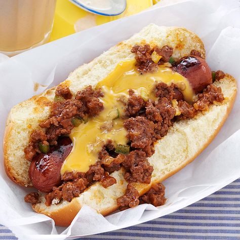 Sloppy Joe Dogs Recipe -There are so many different ways to top a hot dog, but this tasty sloppy joe version beats them all. &dash;Kimberly Wallace, Dennison, Ohio State Fair Food, Burger Dogs, Hot Dog Recipes, Sloppy Joe, Fair Food Recipes, Sloppy Joes, Dog Recipes, Wrap Sandwiches, Beef Dishes