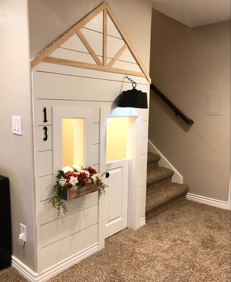 Under Stairs Playhouse, Under Stairs Playroom, Dog House Ideas, Under Stairs Dog House, Room Under Stairs, Under Stair, Basement Playroom, Kitchen Cabinet Remodel, Remodel Kitchen