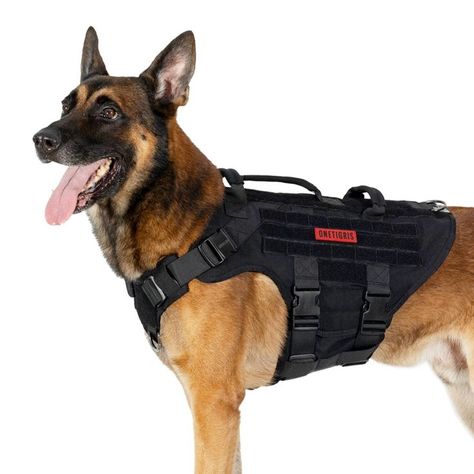 OneTigris Large Tactical Dog Harness, No Pulling Adjustable Dog Vest Harness, Heavy Duty Dog Harness with Handle, Large Hook and Loop Panels for Patch Tactical Dog Gear, Dog Harness Leather, Tactical Harness, Tactical Dog Harness, No Pull Dog Harness, Tactical Wear, Dog Leg, Tac Gear, Tactical Gear Loadout