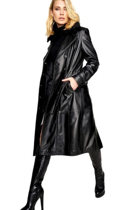 black long trench leather coat for ladies 4 Lambskin Coat, Burgundy Leather Jacket, Leather Coat Womens, Womens Black Leather Jacket, Collar Leather Jacket, Long Leather Coat, Classic Trench Coat, Long Winter Coats, Long Coat Women