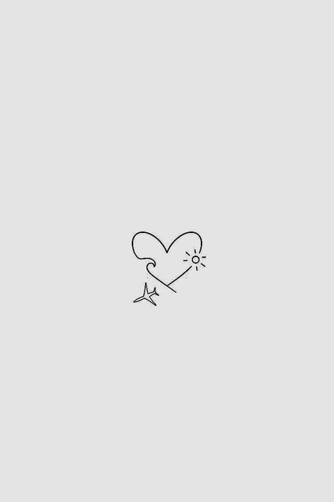 Plane And Heart Tattoo, Paper Airplane Tattoos, Air Plain, Plane Tattoo, Heart Wave, Small Couple Tattoos, Airplane Tattoos, World Tattoo, Heart Drawing