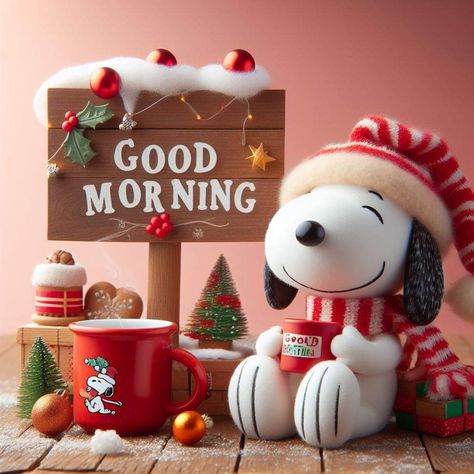 Good Morning With Christmas Images, Snoopy Breakfast, Christmas Good Morning Quotes, Sick On Christmas, Snoopy Merry Christmas, Snoopy Xmas, Snoopy Good Morning, Happy New Year Cute, Good Morning Christmas