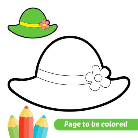 Vector coloring book for kids hat vector | Premium Vector #Freepik #vector #activity-book #worksheet #color-book #kids-puzzle Coloring Book Art Easy, How To Draw A Hat, Hat Cartoon Drawing, Kids Drawing Easy, Colouring Worksheets For Kids, Hat Coloring Page, Coloring Preschool, Easy Coloring Pages For Kids, Book Worksheet