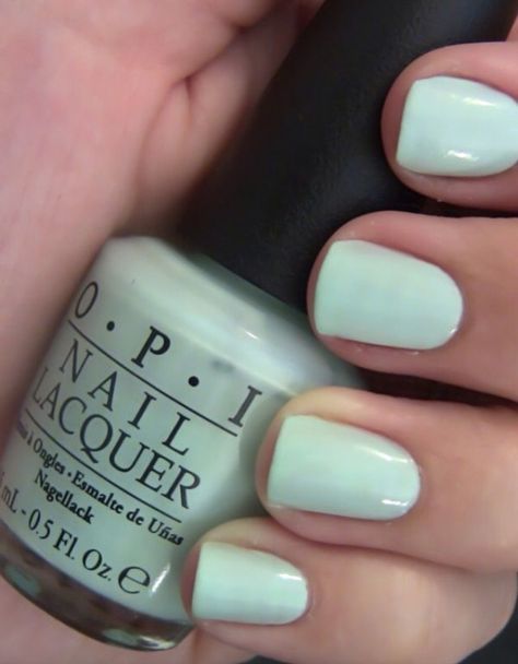 Seafoam Simple Mint Green Nails, Plain Nail Polish Colors, Opi Mint Nail Polish, Pastel Green Nail Polish, Light Mint Blue Nails, Minty Blue Nails, Light Mint Nails, Opi Greens, Light Mint Green Nails