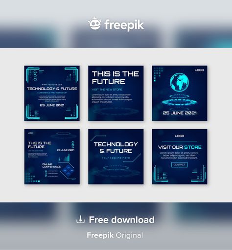 Technology and future instagram posts | Free Vector #Freepik #freevector #technology #digital #tech #futuristic Futuristic Instagram Post, Digital Technology Design, Future Technology Design, Tech Social Media Post, Webinar Ideas, Futuristic Powerpoint Design, Futuristic Powerpoint, Futuristic Social Media Design, Tech Social Media