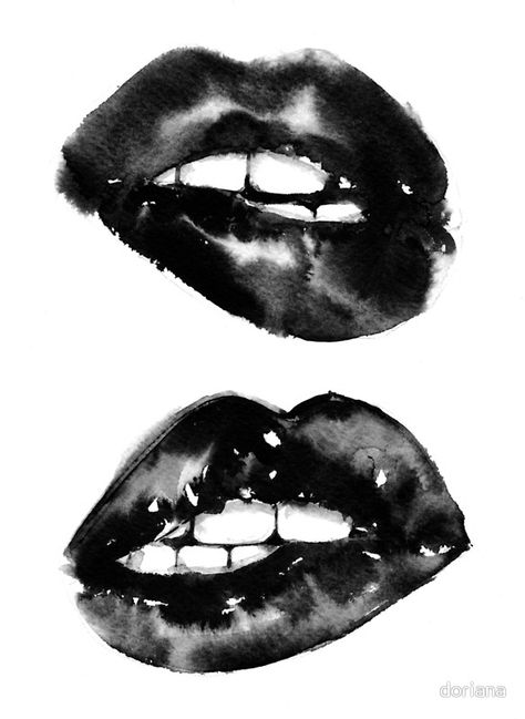 "Black Biting Lips II" Posters by doriana | Redbubble Lips Art Print, White Lips, Shotting Photo, Black Lips, Black And White Posters, Black And White Prints, Lip Art, Room Posters, My New Room