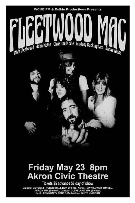 Fleetwood Mac Poster, John Mcvie, Theater Tickets, Concert Poster, Rock Concert, Rock Posters, Fleetwood Mac, Band Posters, Room Posters