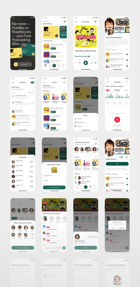 Podcast Live Mobile App Podcast App, Ui Components, Mobile App Design, Ui Kit, Mobile Design, Responsive Design, Trending Topics, Real Time, Ui Design