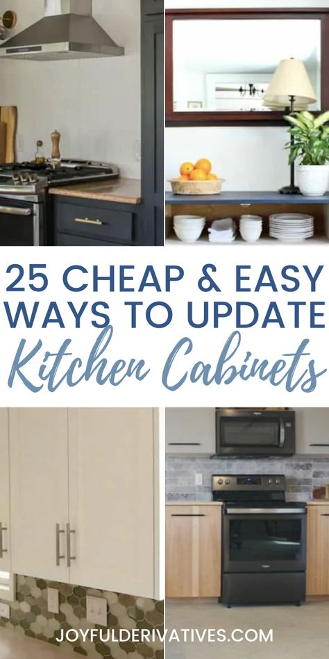 Whether you want to upgrade your current cabinets, or build from scratch, here are plans for you. Here are 25 ideas to help you update your kitchen with DIY kitchen cabinets. Refurbished Kitchen Cabinets, Kitchen Cabinets On A Budget, Repainting Kitchen Cabinets, Redo Kitchen Cabinets, Update Kitchen Cabinets, Redo Cabinets, Old Kitchen Cabinets, Cheap Kitchen Cabinets, Refinish Kitchen Cabinets