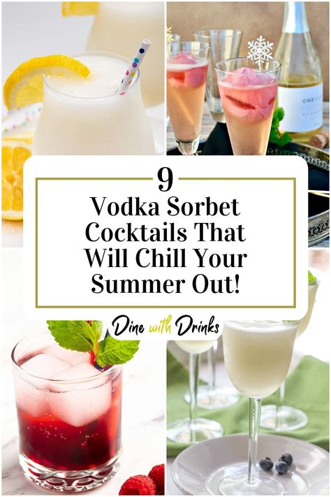 Collage of 4 vodka sorbet cocktails. Sorbet Cocktail Recipes, Sorbet Cocktail, Best Vodka, Vodka Cocktails Easy, Refreshing Cocktail, Root Beer Float, How To Make Drinks, Delicious Drinks, Easy Cocktails