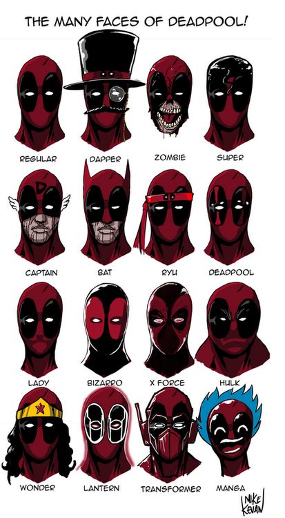 -Which one is your favorite?- ;D Deadpool Fan Art, Deadpool Movie, Art Comic, Books Art, Many Faces, Comic Book Covers, Comic Books Art, Comic Art, Deadpool