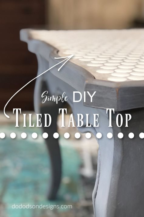 Tiled Table Top - Simple DIY Tile Top Table Makeover Diy Projects, Ceramic Tile Table Top Diy, Tile Top Dining Table, Unique Table Tops Diy, Diy Table Top Redo, Diy Tile Table Top, Diy Table Top Ideas, Table Top Makeover, Tiled Table Top