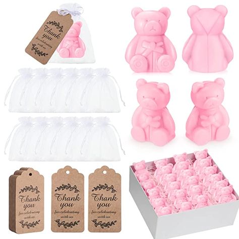 Amazon.com: 48 Pcs Small Bear Soaps Baby Shower Favors with 48 Organza Bags 48 Thanks Gift Tags, Handmade Cute Mini Soap Bear Decorations Bulk for Baby Shower Wedding Gender Reveal Party Guests Gift (Pink) : Home & Kitchen Gender Reveal Thank You Gifts Favors, Gender Reveal Gifts For Guests, Gender Reveal Souvenir Ideas, Bear Decorations, Gender Reveal Favors, Gift Tags Handmade, Gender Reveal Baby Shower Themes, Gender Reveal Gifts, Mini Soaps