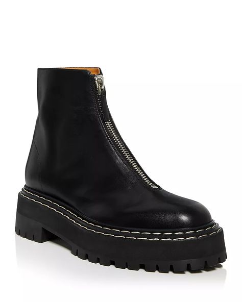 Proenza Schouler - Women's Zip Contrast Stitch Lug Sole Boots