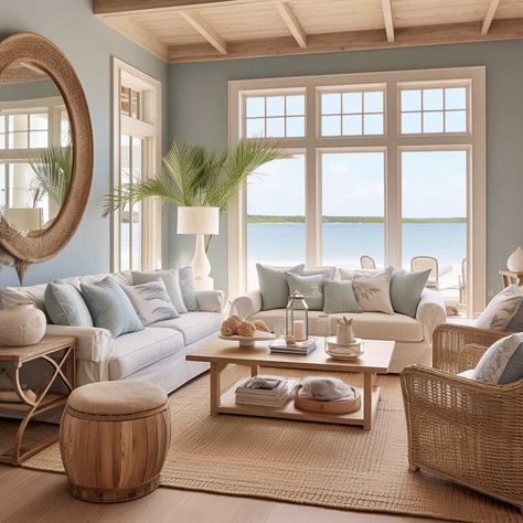 Breezy Palettes for Coastal Inspired Living Spaces • 333+ Images • [ArtFacade] Beach Living Room, Beach House Living Room, Beach House Interior Design, Beach Necessities, Coastal Interiors Design, Baby Beach, Coastal Living Rooms, Kids Beach, Beach House Interior