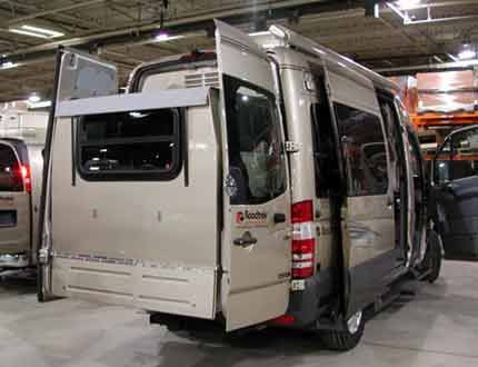 Sprinter RV, The Camper Van From Heaven RoadTrek Rear Slide Out Camper Flip, Rv Vans, Sprinter Motorhome, Rv Conversion, Sprinter Rv, Campervan Ideas, Mb Sprinter, Transit Camper, Class B Rv