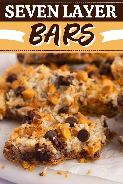 Also known as magic cookie bars, these seven layer bars are simply sublime. They're loaded with flavor and texture, and they're beyond easy to make. Seven Layer Cookie Bars, 7 Layer Cookie Bars, Layer Cookie Bars, Layer Bars Recipe, Seven Layer Cookies, 7 Layer Cookies, Magic Cookie Bar Recipe, Seven Layer Bars, 7 Layer Bars