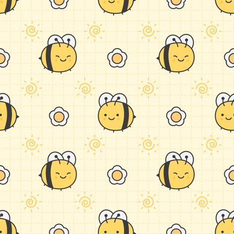 Cute Bee Background, Bee Background, Bee Cute, Cute Bees, Repetitive Pattern, Pillow Slip Covers, Bee Pattern, Cute Patterns, Bee On Flower