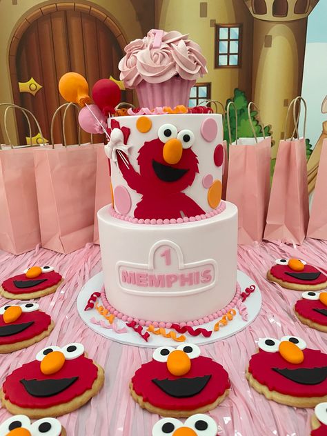 Elmo’s World First Birthday, Elmo’s World Birthday Cake, Elmo First Birthday Cake, Elmo Second Birthday Girl, Elmo's World Birthday Party Ideas, Sesame Street Birthday Party Ideas 1st Girl, Elmo Themed 2nd Birthday Party, Elmo Birthday Cake Girl, Elmo Birthday Party Girl 1st