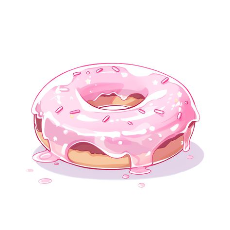 Cute Kawaii Pink Glazed Donut Sticker Pink Donut Drawing, Donut Drawing Cute, Donut Digital Art, How To Draw A Donut, Cute Donut Drawings, Donut Drawing Easy, Sweets Doodles, Donut Sketch, Doughnut Drawing