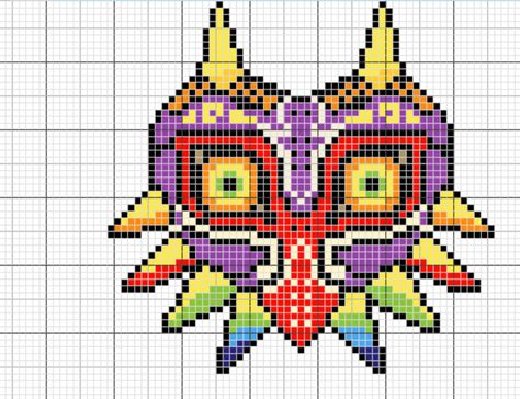 Majoras Mask Cross Stitch, Loz Cross Stitch, Legend Of Zelda Cross Stitch Pattern, Geek Cross Stitch Patterns, Zelda Knitting Patterns, Korok Cross Stitch, Zelda Cross Stitch Patterns Free, Zelda Alpha Pattern, Legend Of Zelda Embroidery