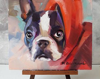 Boston terrier art Dog painting portrait oil Dog painting custom canvas from photo framed original rememberence gift for owners Pet portrait Boston Terrier Painting, Painting Dogs, Portraits Pop Art, Boston Terrier Art, 강아지 그림, Dog Painting, Oil Painting Portrait, Painting Portrait, Dog Paintings