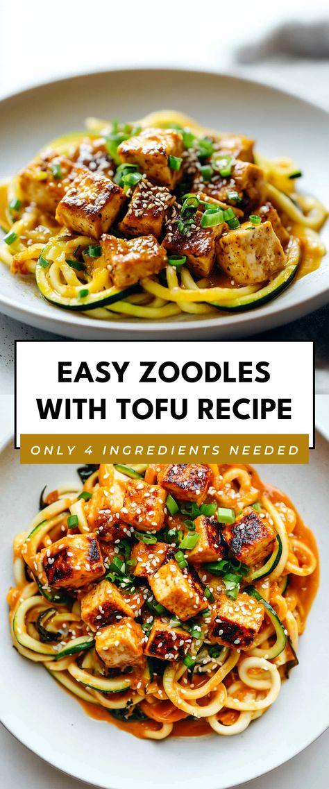 Image for Easy Zoodles with Tofu Recipe Tofu Meal Prep, Zoodle Recipes, Tofu Recipe, Peanut Allergy, Butter Rice, Crispy Tofu, Extra Firm Tofu, Chili Paste, Quick Weeknight Dinners