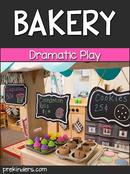 PreKinders shares a great way to have a bakery dramatic play area in your classroom. Here you will finds on how to make play cookies, cinnamon rolls, and cupcakes for your class. This is such a great idea for pretend play! Dramatic Play Center Themes, Cafe Dramatic Play Ideas, Bakery Dramatic Play Center, Dramatic Play Christmas Bakery, Bakery Dramatic Play Preschool Free Printable, Sweet Shop Dramatic Play, Dramatic Play Bakery Preschool, Bakery Role Play, Christmas Bakery Dramatic Play