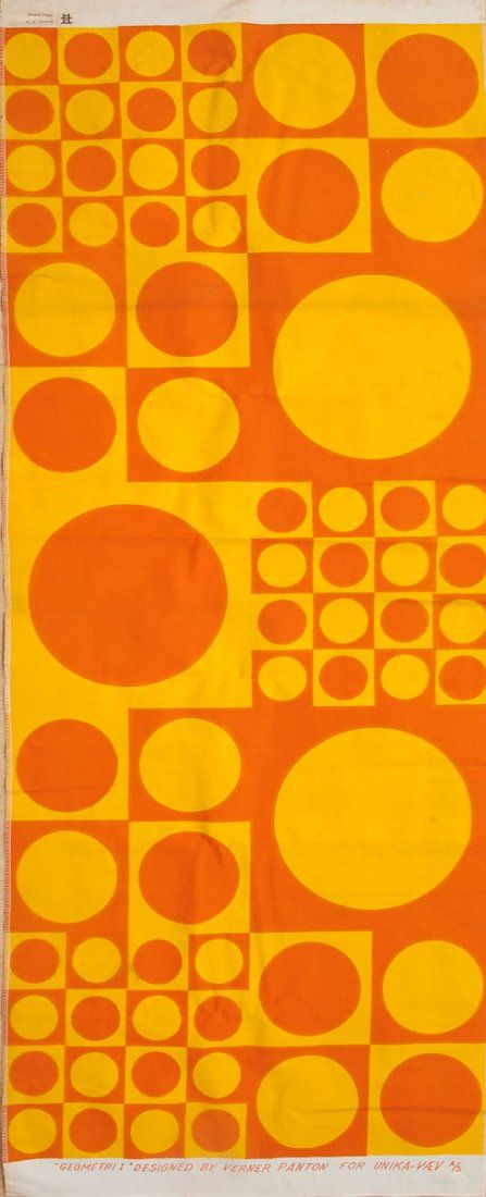 Verner Panton. 'Geometri I' tissue sample, 1960 Verner Panton, Inspiration Board Design, Scandinavian Art, Dream Design, Retro Pattern, Futuristic Design, Pretty Patterns, Retro Prints, Vintage Fabrics