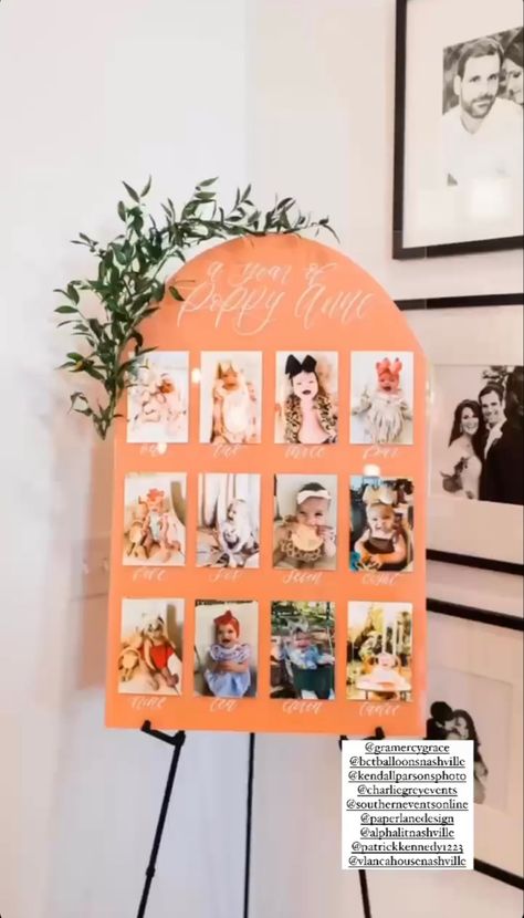 First Year Picture Display, First Birthday Picture Display, Birthday Picture Display, One Year Gift, One Year Pictures, Birthday Picture, First Birthday Pictures, Sweet Peach, Birthday Pictures