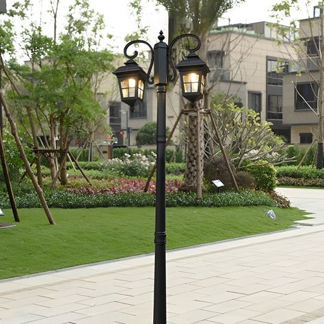 Our outdoor post lights are made of aluminum material through high temperature baking process, which is waterproof and rust proof. The lampshade is made of glass material with high light transmittance, which is more sturdy and durable. It can create a warm and inviting atmosphere for your home landscape. The garden lamp post not only has high durability, but also has a wider range of lighting, more beautiful appearance and longer service life. And it is waterproof and not affected by any weather Outdoor Pole Lights, Light Post Landscaping, Poles For Outdoor Lights, House Lighting Outdoor, Porch Lamp, Garden Lamp Post, Baking Process, Driveway Lighting, Outdoor Lamp Posts