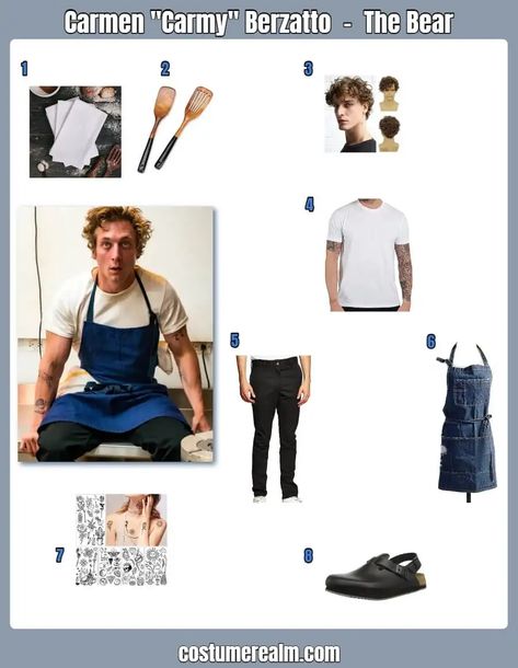 How To Dress Like Carmen Berzatto Guide For Cosplay & Halloween The Bear Outfits Carmen, Carmen Berzatto Outfit, The Bear Carmen Berzatto, The Bear Costume, Carmen Bear, Carmy Berzatto Outfits, Carmen The Bear, Sleepy Hallow, Halloween Hombre