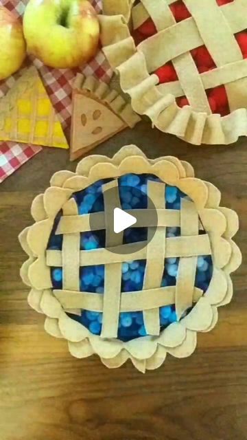 Jen Buchheit on Instagram: "DIY Felt Pie 🥧  Making this play food is easy as pie! I cut a scalloped edge on strips of felt and hot glued it around a pie tin. Then I added a felt bottom and pom poms. To top off the pie, I made a lattice of felt strips.  Rosie and Mae love these pies and they are especially fun around Thanksgiving and Christmas to have in the play kitchen!  #recycleandplay @recycleandplay #recyclemeplay @recyclemeplay #littlesplayshare #craftcreateandmake #easycrafts #funbudgetplay #invitationtoplay #kidscrafts #toddlerplayideas #playkitchen #playfood" Diy Play Food, Felt Pie, Felt Food Diy, Felt Food Patterns, Dramatic Play Preschool, Pie Tin, Pretend Play Food, Felt Play Food, Pretend Food